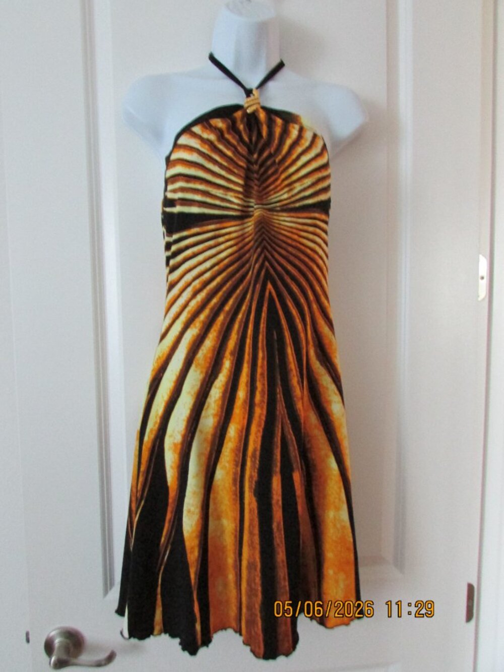 Vintage NWT 2006 Roberto Cavalli Ray of Gold Sun Mini Halter Dress XL - Picture 5 of 15